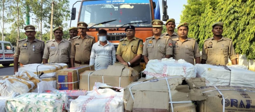 पुलिस नें 7 कुंटल 50 किलो पटाखो के साथ एक को किया गिरफ्तार