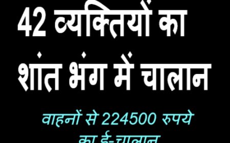 वारंटी समेत 42 व्यक्तियों का शांत भंग में चालान 
