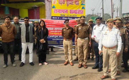 राष्ट्रीय सड़क सुरक्षा माह का मेंहदावल बाइपास पर रैली निकालकर किया समापन