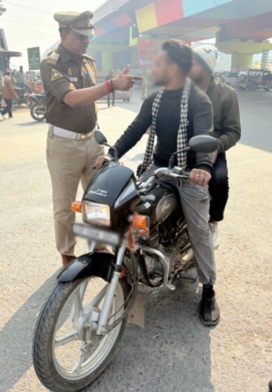 यातायात पुलिस ने चलाया दोपहिया वाहनों के विरुद्ध अभियान