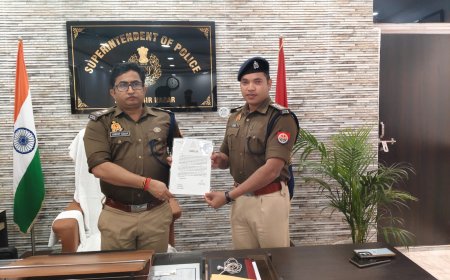 संदीप कुमार मीना नें क्षेत्राधिकारी अमित कुमार को किया सम्मानित