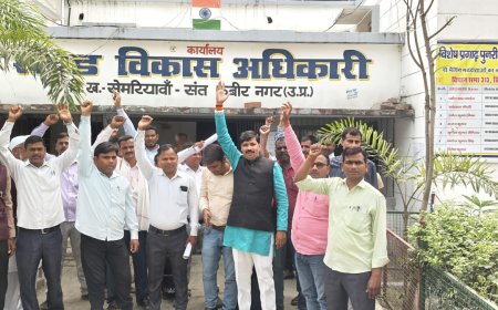 संत कबीर नगर रोजगार सेवकों का फूटा गुस्सा, बीडीओ को सौंपा ज्ञापन