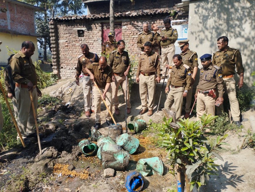धनघटा पुलिस नें अवैध शराब बनाने के लिए रखा 7 कुंतल लहन किया नष्ट