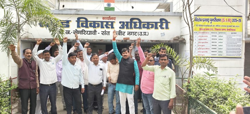 संत कबीर नगर रोजगार सेवकों का फूटा गुस्सा, बीडीओ को सौंपा ज्ञापन