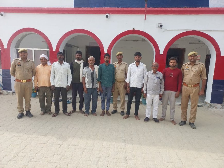 संतकबीरनगर मे मारपीट पर आठ लोगों का शांति भंग मे चालान