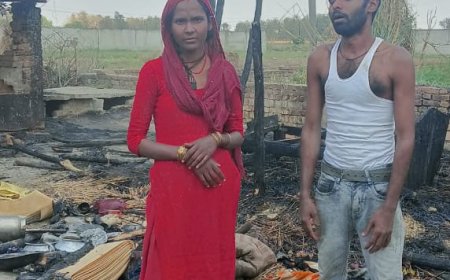 झोपड़ी में लगी आग घर का सामान जलकर राख