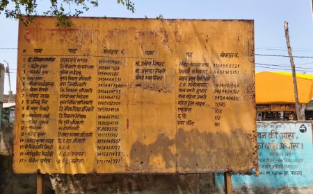 ब्लाक में लगा साइनबोर्ड पर अंकित हैं जनपद छोड़ चुके अधिकारियों के नाम और नंबर