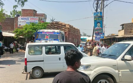 नन्दौर चौराहे पर लगा भीसड़ जाम