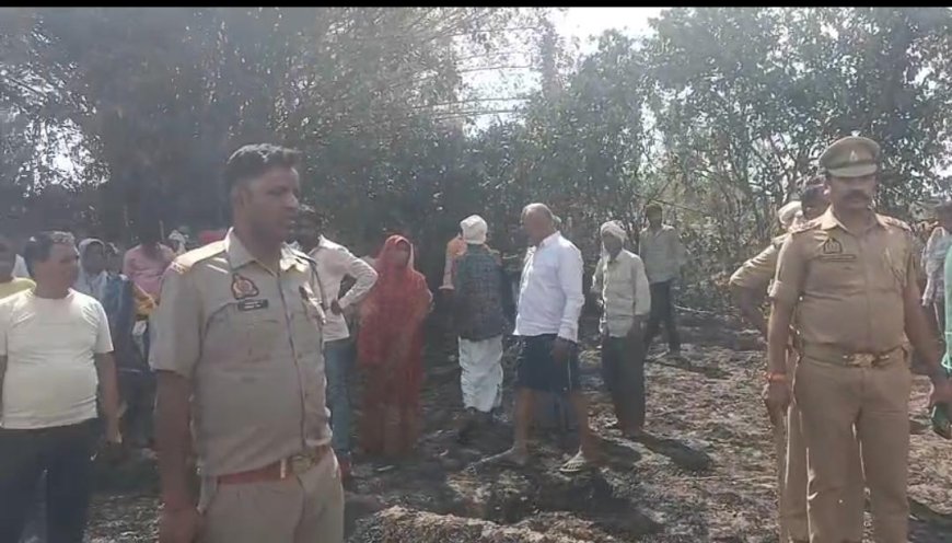 अज्ञात कारणों से लगी आग से करीब दस बीघा फसल जली