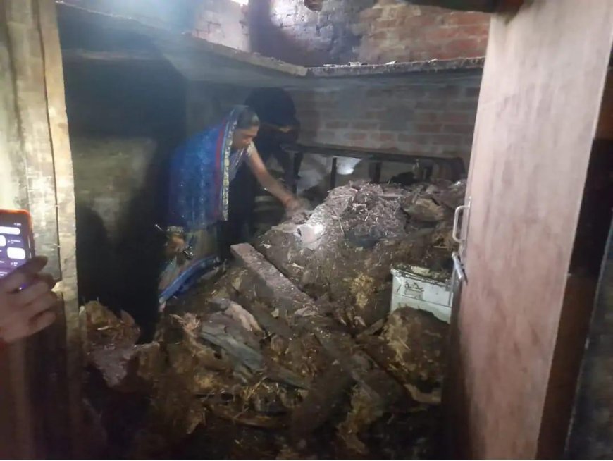 महुली थाना क्षेत्र के नाथनगर बड़का पुरवा में लगी आग का मामला 