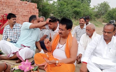 बालूशासन में 21 फीट भोले शिव शंकर की मूर्ति के लिए रखी गई आधारशिला