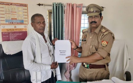 संत कबीर नगर बेलहर पुलिस नें साइबर अपराध के शिकार हुए पीड़ित को कराया 10 हजार वापस 