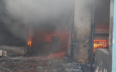 मोहनलालपुर में तारपीन के तेल के गोदाम में भीषण आग, दूर तक दिखीं लपटें
