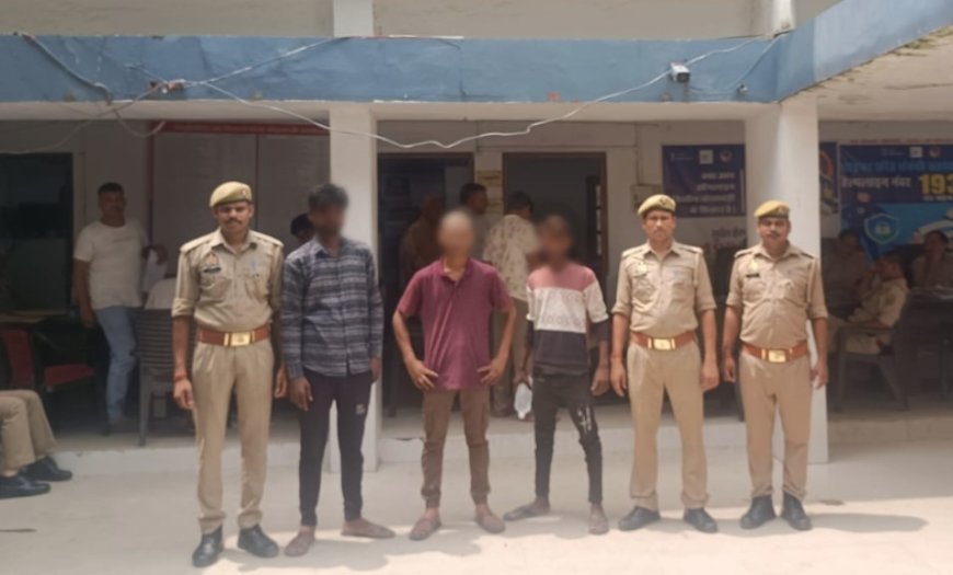 रिक्शा व बैटरी समेत तीन शातिर चोरो को पुलिस ने किया गिरफ्तार 
