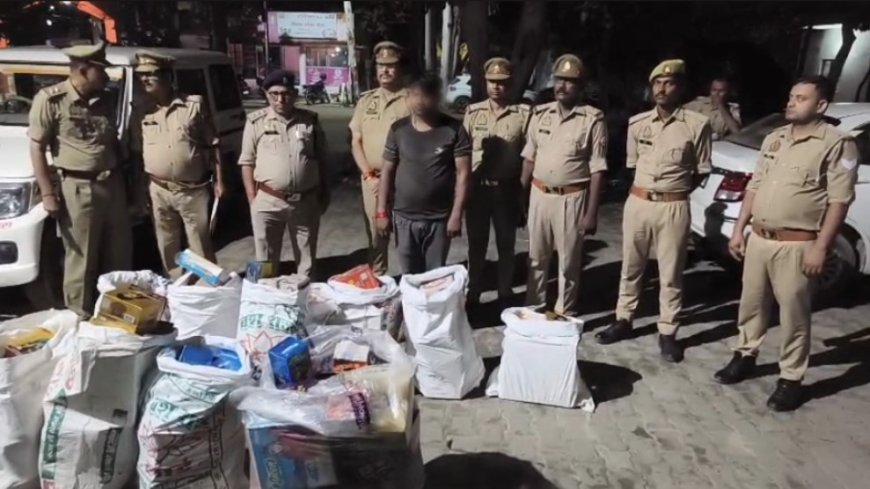बखिरा पुलिस ने पकड़ा अवैध पटाखों का जखीरा